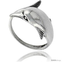 Size 6 - Sterling Silver Dolphin Polished Ring 5/8 in  - $15.48