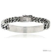 Sterling silver cuban curb link mens id bracelet 5 16 in wide thumb200