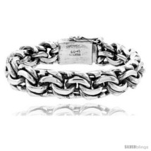 Gents sterling silver garibaldi link bracelet handmade 1 2 in wide thumb200