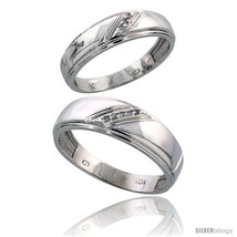 Size 10 - 10k White Gold Diamond Wedding Rings 2-Piece set for him 7 mm &amp; Her  - £423.35 GBP