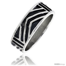 Size 8 - Sterling Silver Southwest Design Aztec Design Chevron Ring 1/4 in wide  - £25.04 GBP