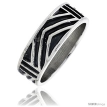 Size 6 - Sterling Silver Southwest Design Aztec Design Chevron Ring 1/4 in wide  - £25.04 GBP