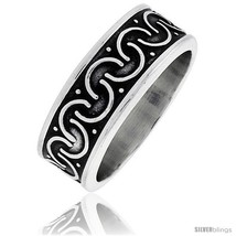 Size 7 - Sterling Silver Southwest Design Overlapping Circles Ring 1/4 in  - £27.13 GBP