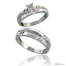 Size 7.5 - 10k White Gold Diamond Engagement Rings 2-Piece Set for Men and  - £450.86 GBP