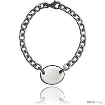 Length 8 - Sterling Silver Heavy Rolo Link w/ Oval Tag Bracelets and Necklaces  - £74.62 GBP