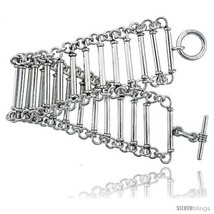 Length 8.5 - Sterling Silver Bar Bracelet Toggle Clasp Handmade 1 1/4 in  - £497.20 GBP