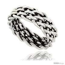 Size 7.5 - Sterling Silver Southwest Design handmade Woven Wire Wrap Ring 3/8  - £40.86 GBP