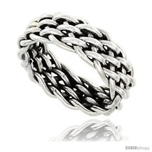 Size 7.5 - Sterling Silver Southwest Design handmade Woven Wire Wrap Ring 3/8  - £41.13 GBP