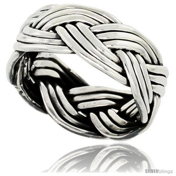 Size 9 - Sterling Silver Southwest Design Wire Braid Band 3/8 in wide  - $53.06