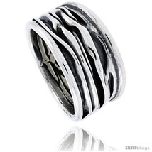 Size 12 - Sterling Silver Crinkled Cigar Band Ring Handmade Antiqued finish,  - £46.38 GBP