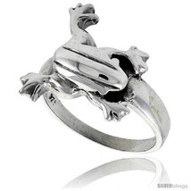 Size 6.5 - Sterling Silver Polished Frog Ring, 11/16 in  - £32.75 GBP