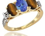 Low gold natural tanzanite tiger eye sides ring 3 stone oval 7x5 mm diamond accent thumb155 crop