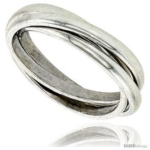 Sterling silver rolling ring w 3 mm domed bands handmade thumb200