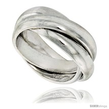 Size 8 - Sterling Silver Rolling Ring w/ 5 mm Domed Bands  - £61.61 GBP