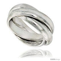 Sterling silver rolling ring w 5 mm domed bands handmade thumb200