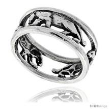Size 6 - Sterling Silver Polished Panther Wedding Band Ring 1/4 in  - £22.48 GBP