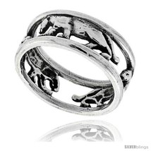 Size 7.5 - Sterling Silver Polished Panther Wedding Band Ring 1/4 in  - £22.48 GBP