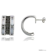 Marcasite Rectangular Earrings in Sterling Silver, w/ Mother of Pearl, 1... - £97.72 GBP