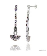Marcasite Fan-shaped Earrings in Sterling Silver, w/ Mother of Pearl, 2 ... - £60.07 GBP