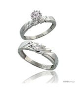 Size 6.5 - 10k White Gold Diamond Engagement Rings 2-Piece Set for Men and  - £337.23 GBP