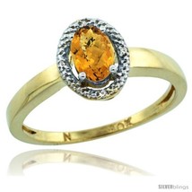 Size 6 - 10k Yellow Gold Diamond Halo whisky Quartz Ring 0.75 Carat Oval Shape  - £199.40 GBP