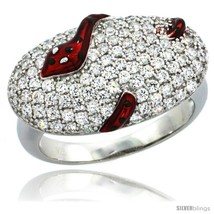 Terling silver polka dot snake on oval ring w brilliant cut cz stones 1 2 in 13 mm wide thumb200