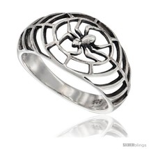 Size 7 - Sterling Silver Spider Web Ring 5/8 in  - £11.54 GBP