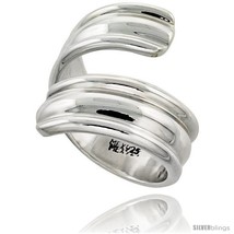 Size 10 - Sterling Silver Long Wave Ring High Polish Handmade 1 1/4 in  - $103.13
