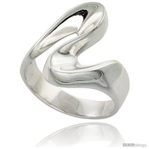 Size 9.5 - Sterling Silver Wave Ring High Polish Handmade 3/4 in  - £39.77 GBP