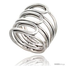 Size 5 - Sterling Silver Wire Wrap Overlapping Leaves Ring Handmade 1 in  - $56.85