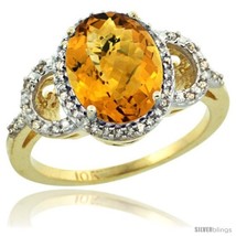 Size 7 - 10k Yellow Gold Diamond Halo Amethyst Ring 2.4 ct Oval Stone 10x8 mm,  - £539.59 GBP