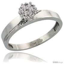 Size 5.5 - 10k White Gold Diamond Engagement Ring 0.06 cttw Brilliant Cut,  - £177.55 GBP