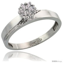 Size 8 - 10k White Gold Diamond Engagement Ring 0.06 cttw Brilliant Cut, 1/8in.  - $225.64