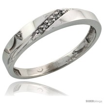 Size 6 - 10k White Gold Ladies Diamond Wedding Band Ring 0.03 cttw Brilliant  - £157.83 GBP