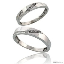 Size 5.5 - 10k White Gold Diamond Wedding Rings 2-Piece set for him 4.5 mm &amp;  - $460.64