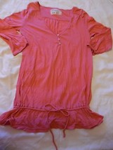 Woman&#39;s Juniors Medium Aeropostale Pink L/S Tunic Top Shirt Bloused Henley New - £11.86 GBP