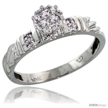 Size 8 - 10k White Gold Diamond Engagement Ring 0.06 cttw Brilliant Cut, 1/8in.  - £178.45 GBP