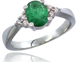 Hite gold ladies natural emerald ring oval 7x5 stone diamond accent style cw415168 thumb155 crop