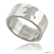 Size 13 - Sterling Silver Hammered Finish Flat Band, 5/16 in  - £56.19 GBP