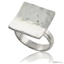 Size 9.5 - Sterling Silver Concave Square Ring 3/4 in  - £46.61 GBP