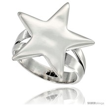 Size 6 - Sterling Silver Five-Point Star Ring 3/4 in  - £37.70 GBP