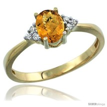 Size 5.5 - 10k Yellow Gold Ladies Natural Whisky Quartz Ring oval 7x5  - £242.18 GBP