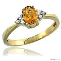 Size 9.5 - 10k Yellow Gold Ladies Natural Whisky Quartz Ring oval 6x4  - £188.22 GBP