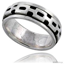 Size 7 - Sterling Silver Panther Link Design Spinner Ring 3/8  - £48.28 GBP