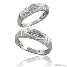  wedding rings 2 piece set for him 6 mm her 5 mm 0 05 cttw brilliant cut style ljw021w2 thumb200