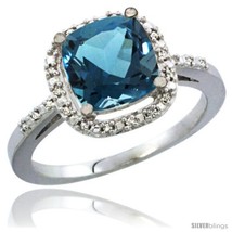  gold ladies natural london blue topaz ring cushion cut 3 8 ct 8x8 stone diamond accent thumb200