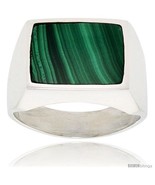 Size 12 - Gent&#39;s Sterling Silver Large Square Malachite  - £85.02 GBP