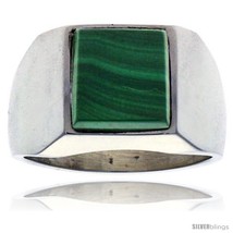 Size 9 - Gent&#39;s Sterling Silver Square Malachite  - £63.62 GBP