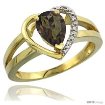 Size 5 - 10k Yellow Gold Ladies Natural Smoky Topaz Ring Heart-shape 5 mm  - £273.67 GBP