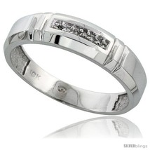 Size 10.5 - 10k White Gold Mens Diamond Wedding Band Ring 0.03 cttw Brilliant  - £207.94 GBP